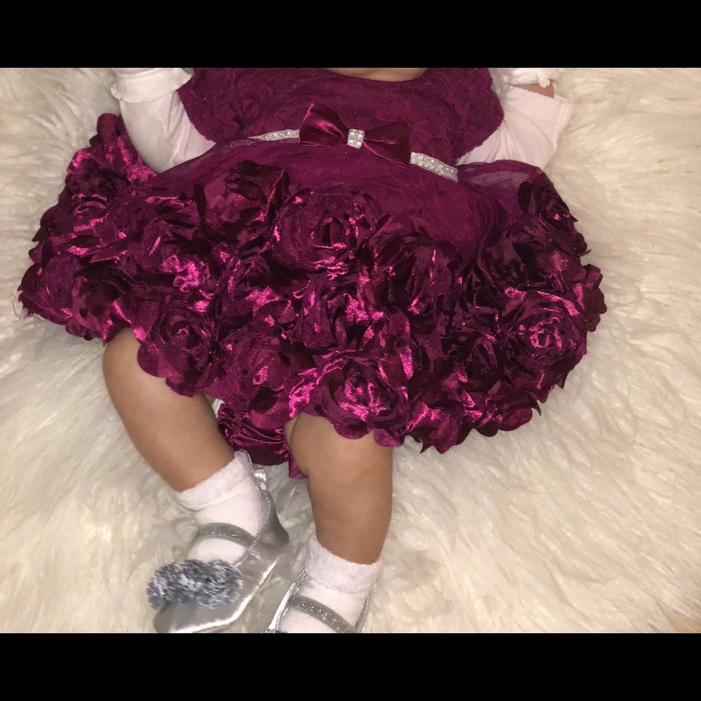 Burgundy baby girl dress